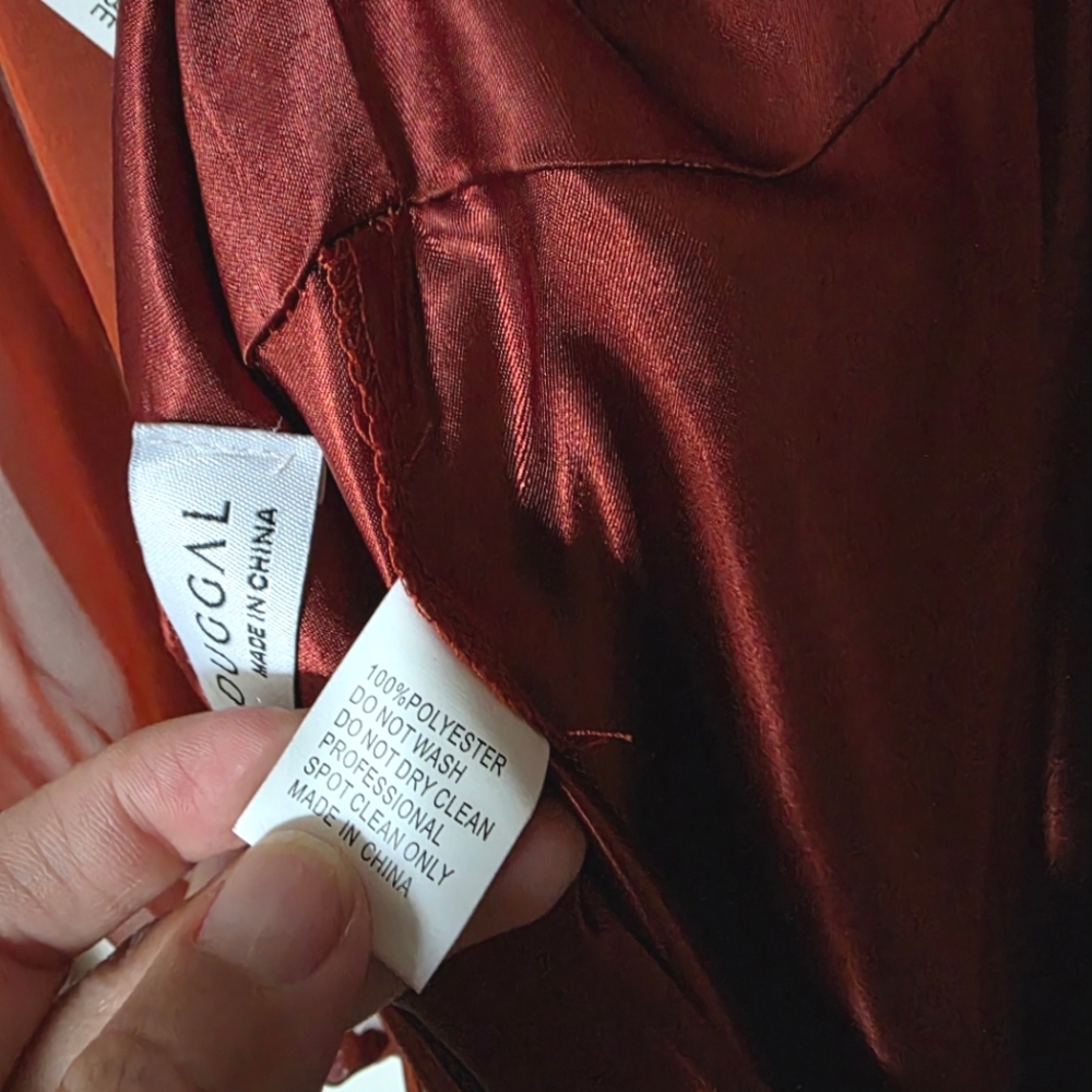Mac Duggal 67948 Copper Criss Cross Waist Bishop Sleeve Dress Sz. 2 - Picture 12 of 12